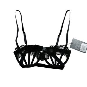 NWT Thistle & Spire Black Bra 32DD Sidney Open Cup Sexy Honeymoon Anniversary